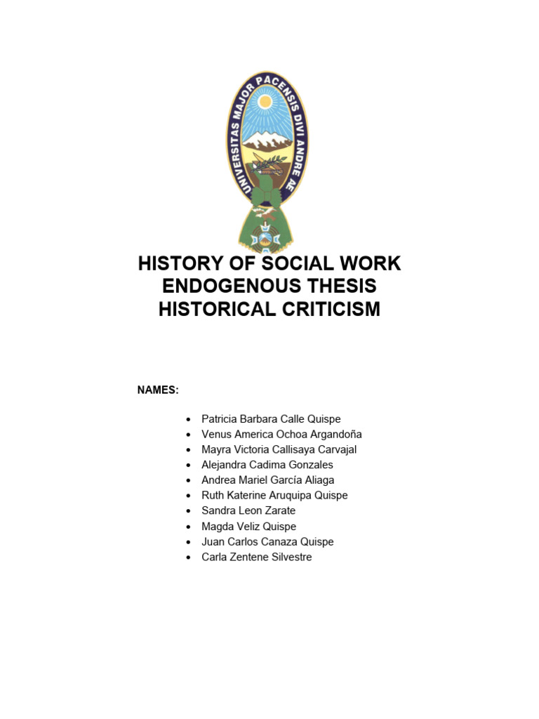 History of social work from the endogenous point of view pdf