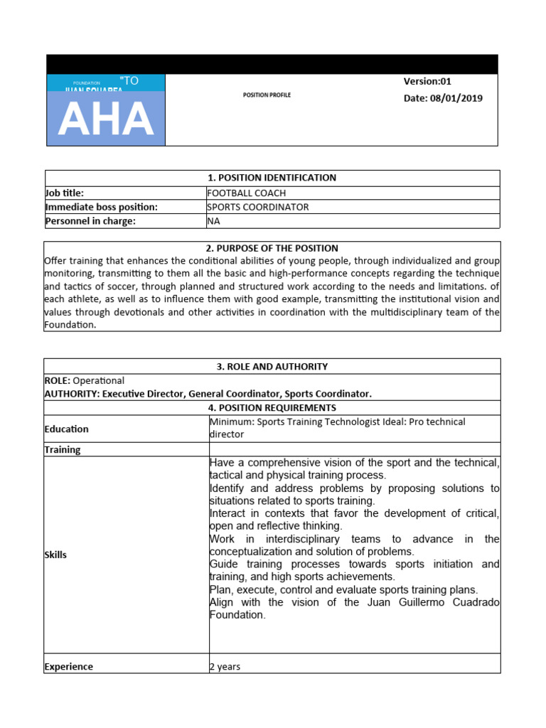 Position Profile - Football Technical Director | PDF | Occupational ...