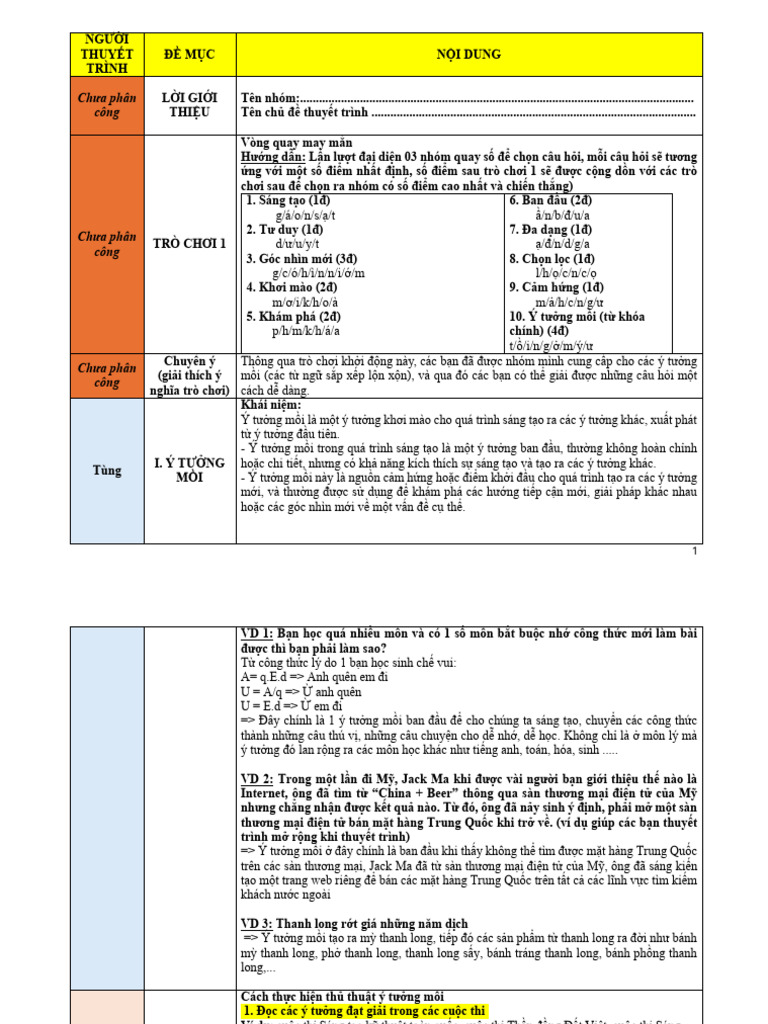 Phân Công - Script Thuyết Trình | PDF