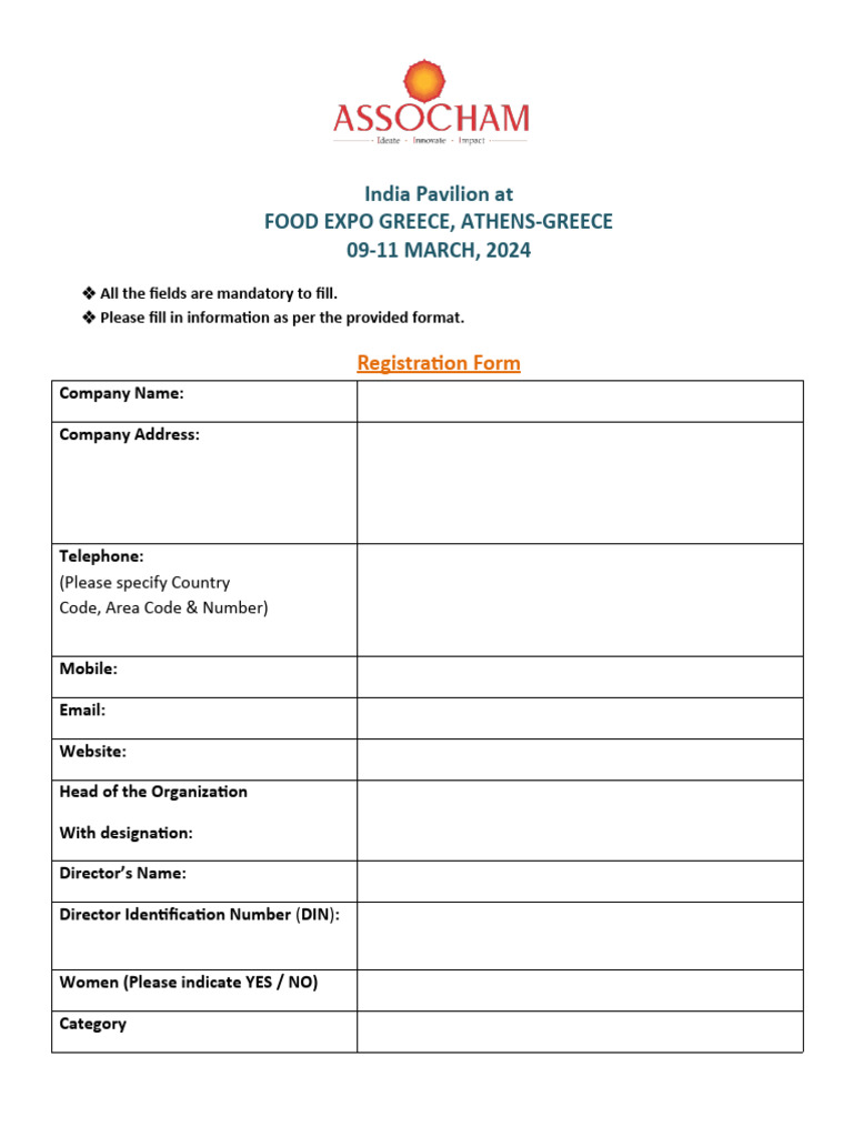 FOOD EXPO GREECE - Registration Form | PDF | Career & Growth | Business