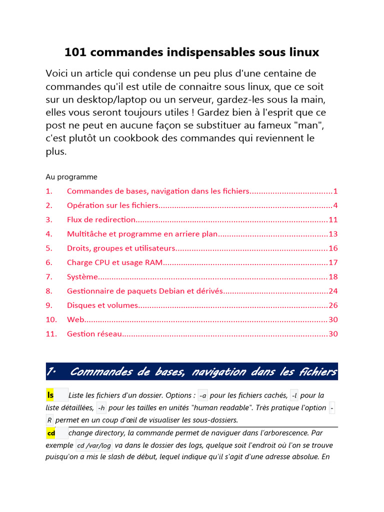 101 Commandes Indispensables Linux | PDF | Logiciel | Données informatiques