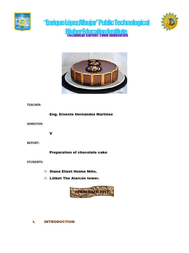 Chocolate Cake Preparation Report | PDF | Cakes | Chocolate