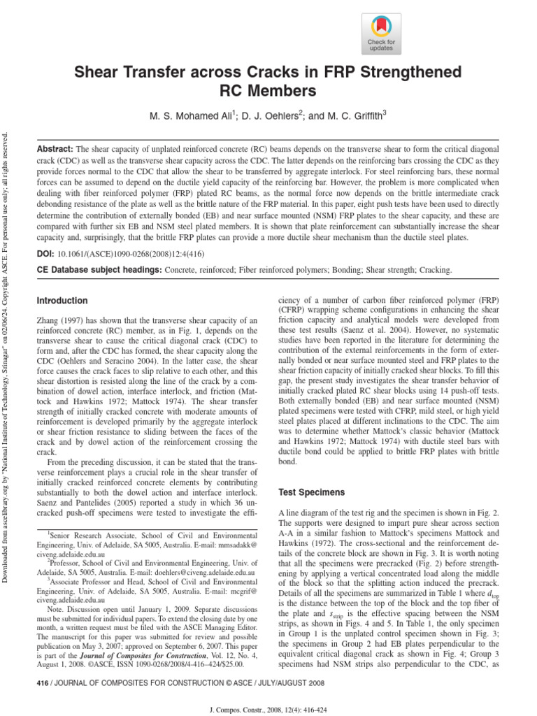 Shear Capacity in FRP Strengthened RC Beams | PDF | Strength Of ...