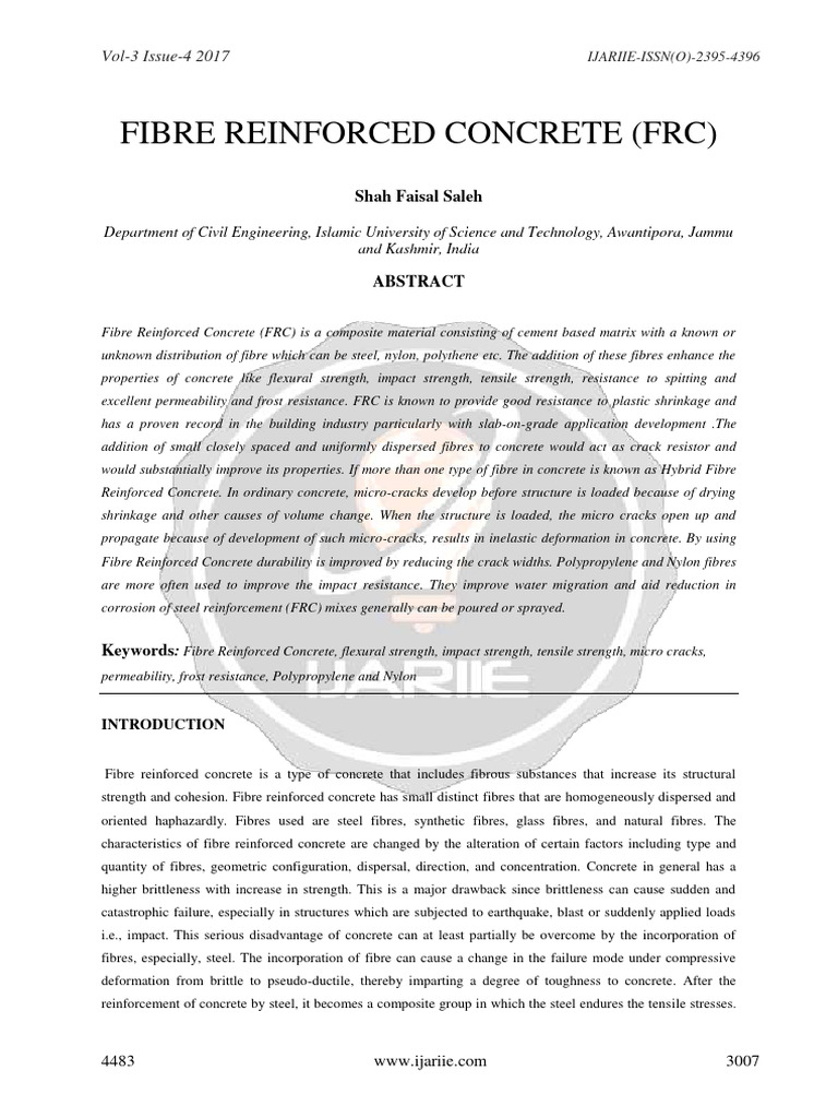 Fibre Reinforced Concrete FRC Ijariie4483 | Download Free PDF ...