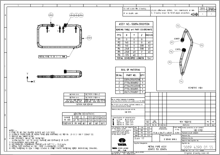 Metal Pipe Assembly Technical Drawing | PDF | Pipe (Fluid Conveyance ...