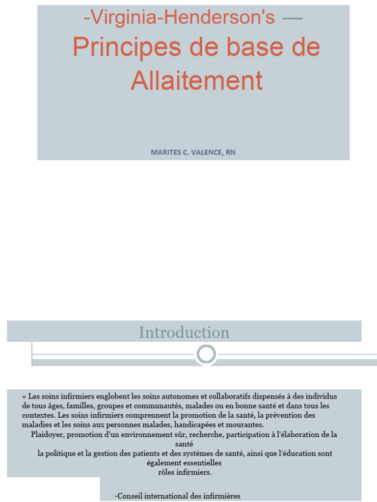 Modèle de soins de Virginia Henderson | PDF | Allaitement | Soins de santé