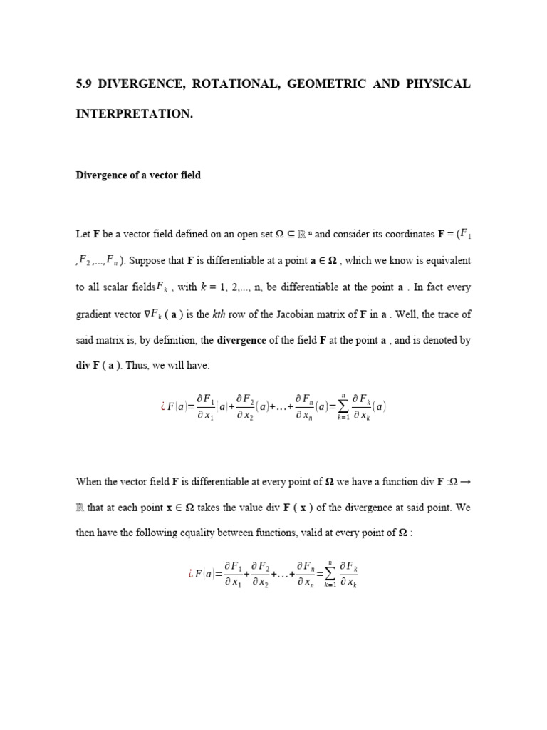 Divergence and Rotational in Vector Fields | PDF | Speed | Divergence