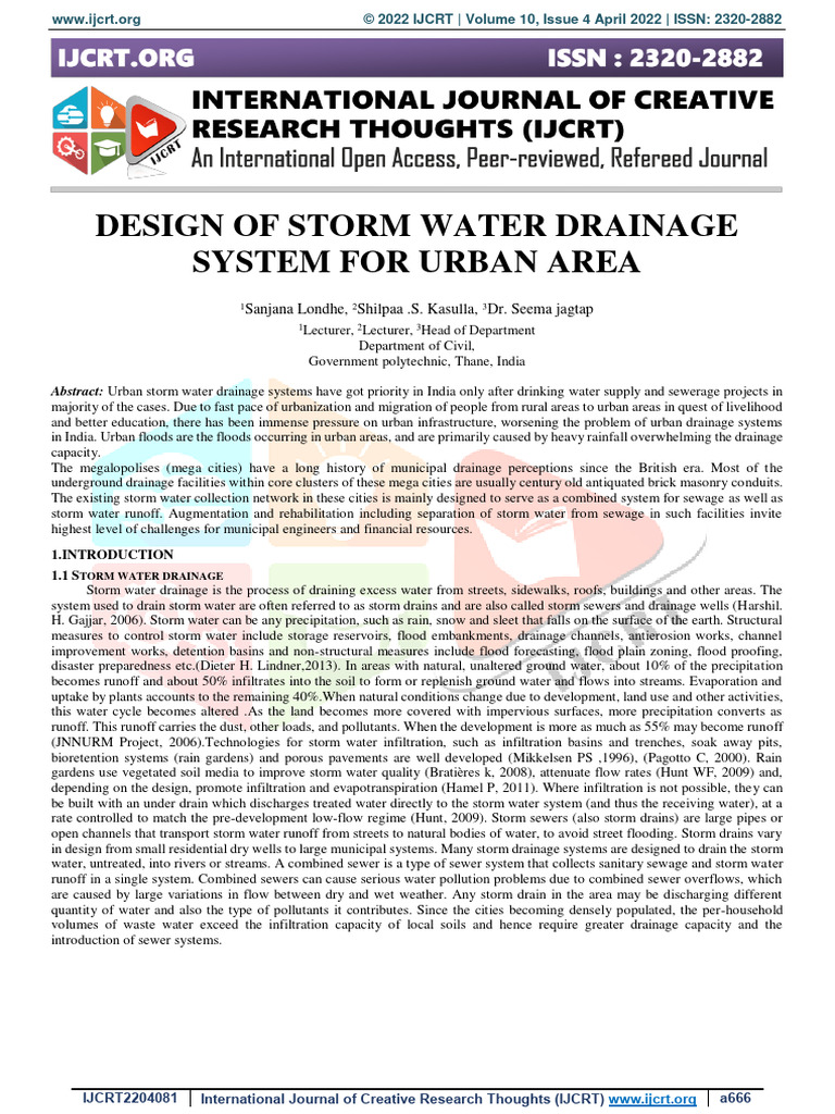 Urban Storm Water Drainage Design | PDF | Stormwater | Storm Drain