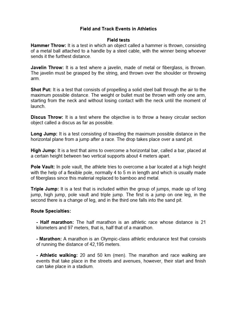 Track and Field Tests in Athletics | PDF | Track And Field | Sports