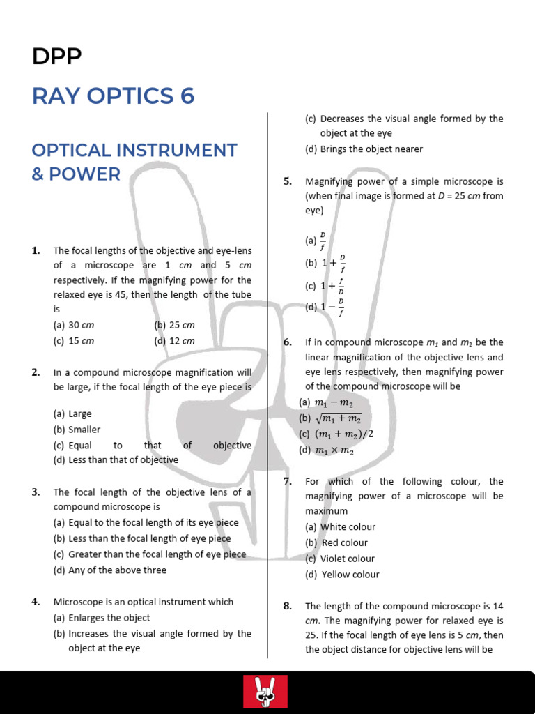 DPP 6 - Optical Instrument 1718954501318 | PDF | Glass Engineering And ...