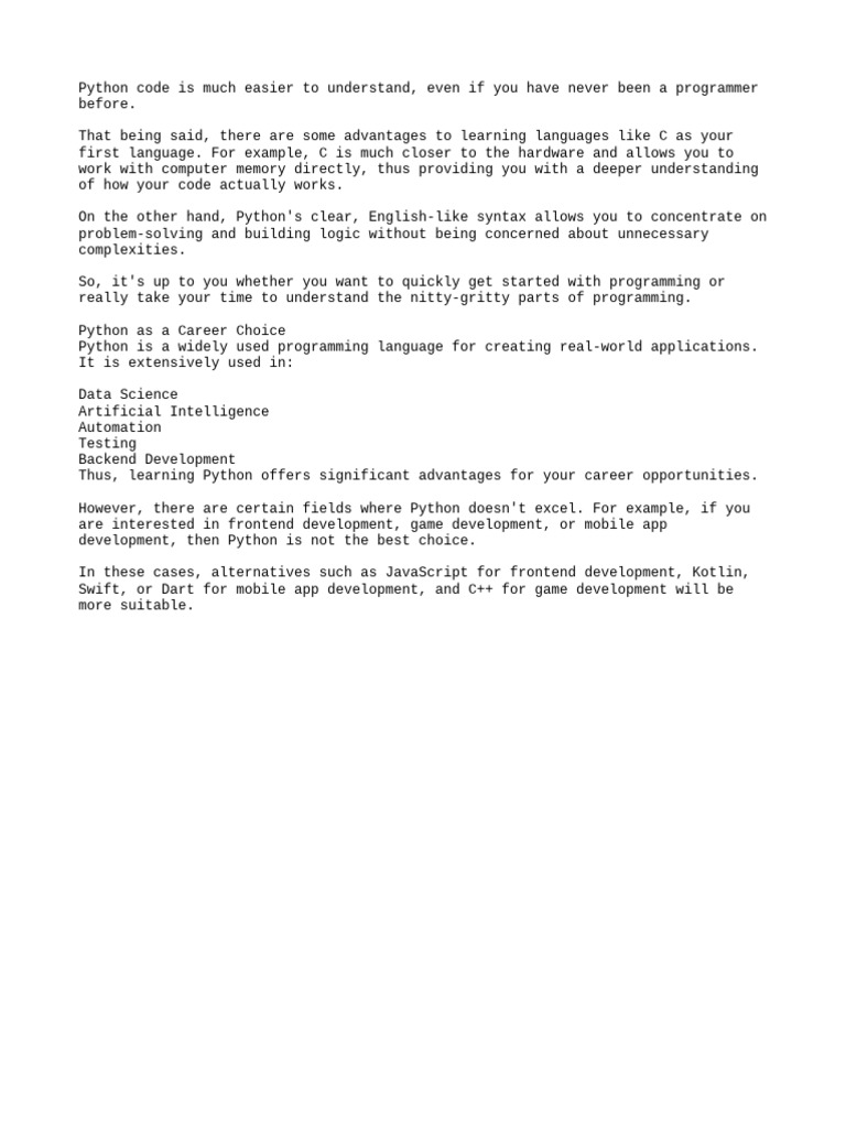 Python Language Description