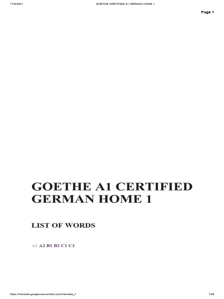 Goethe A1 German Vocabulary Guide | PDF | Workweek And Weekend ...