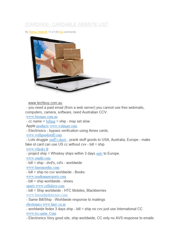 Carding Cardable Website List | PDF | Gift Card | Payments