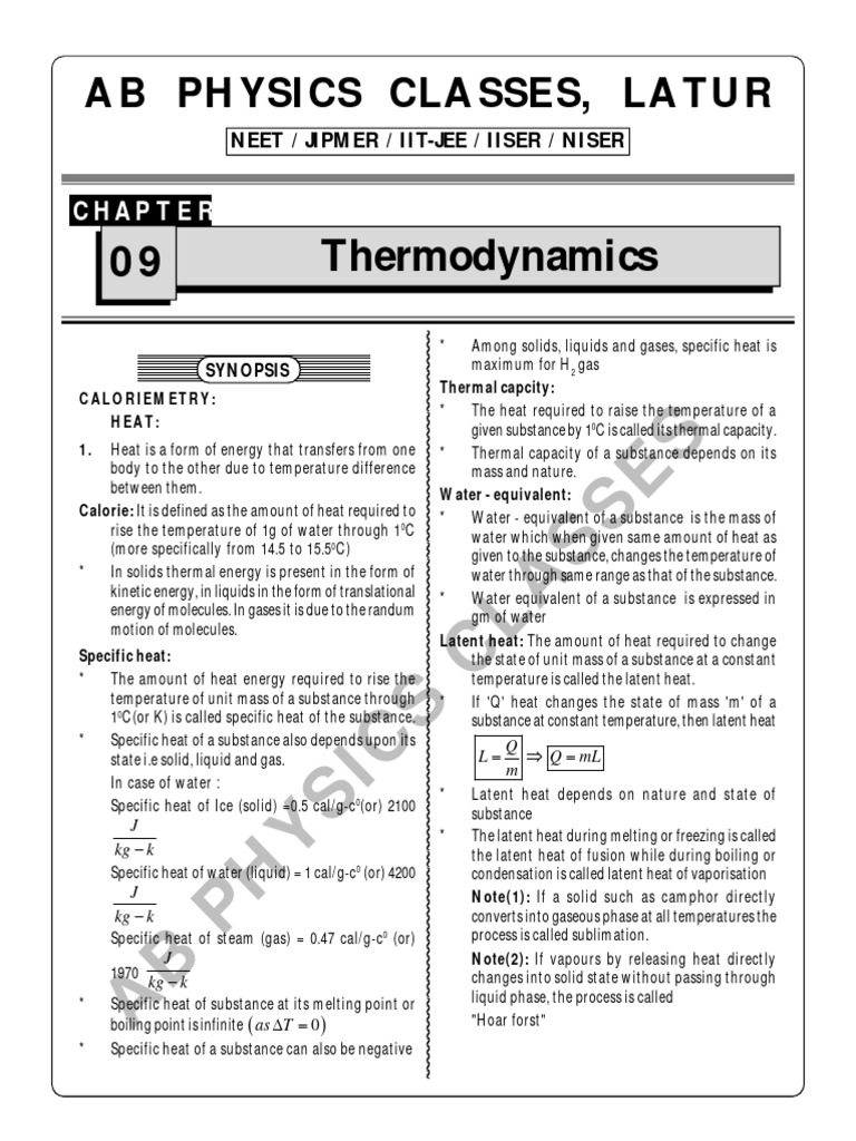 Class 11 9 Thermodynamics | PDF | Latent Heat | Heat