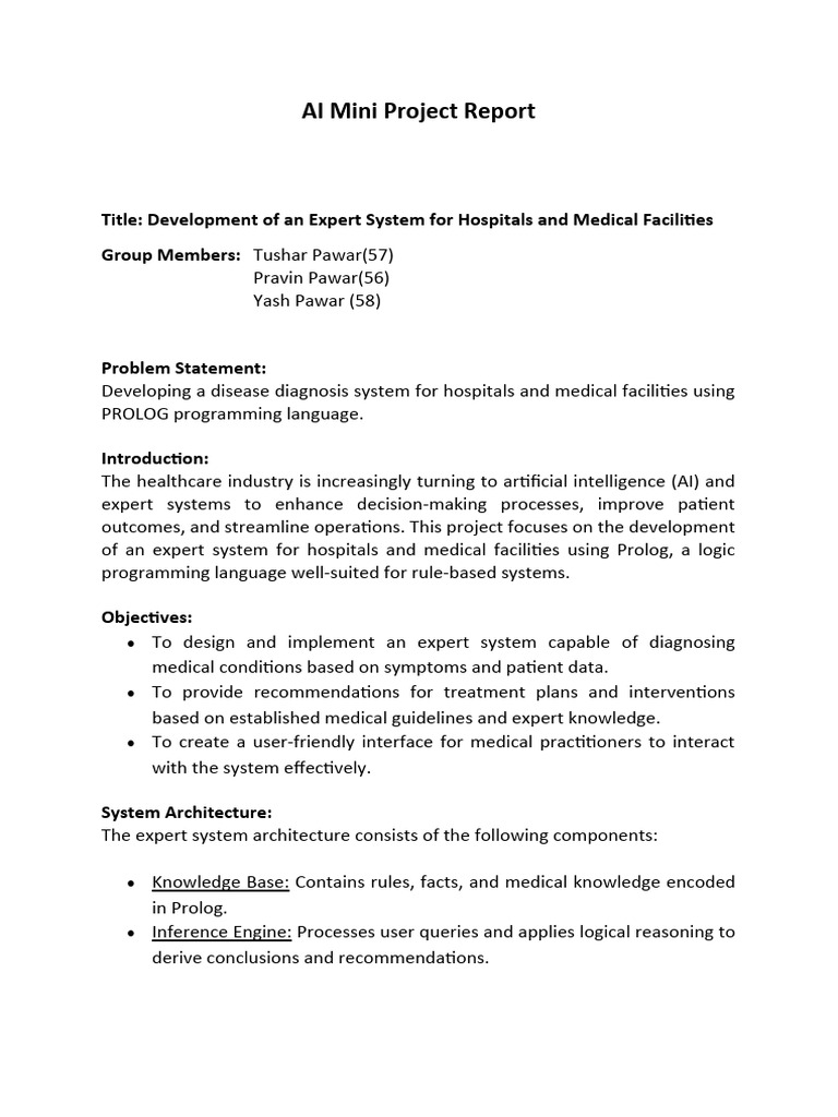 Prolog Expert System for Medical Diagnosis | PDF | Medical Diagnosis ...