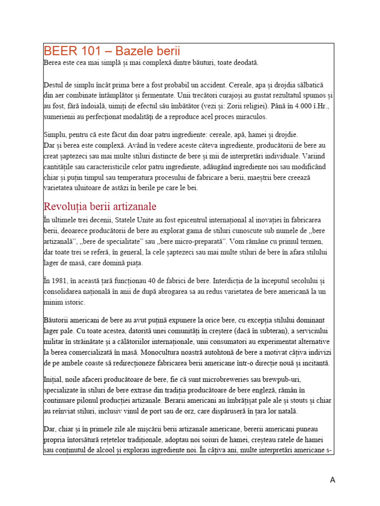 Berea 101 - Bazele Berii | PDF