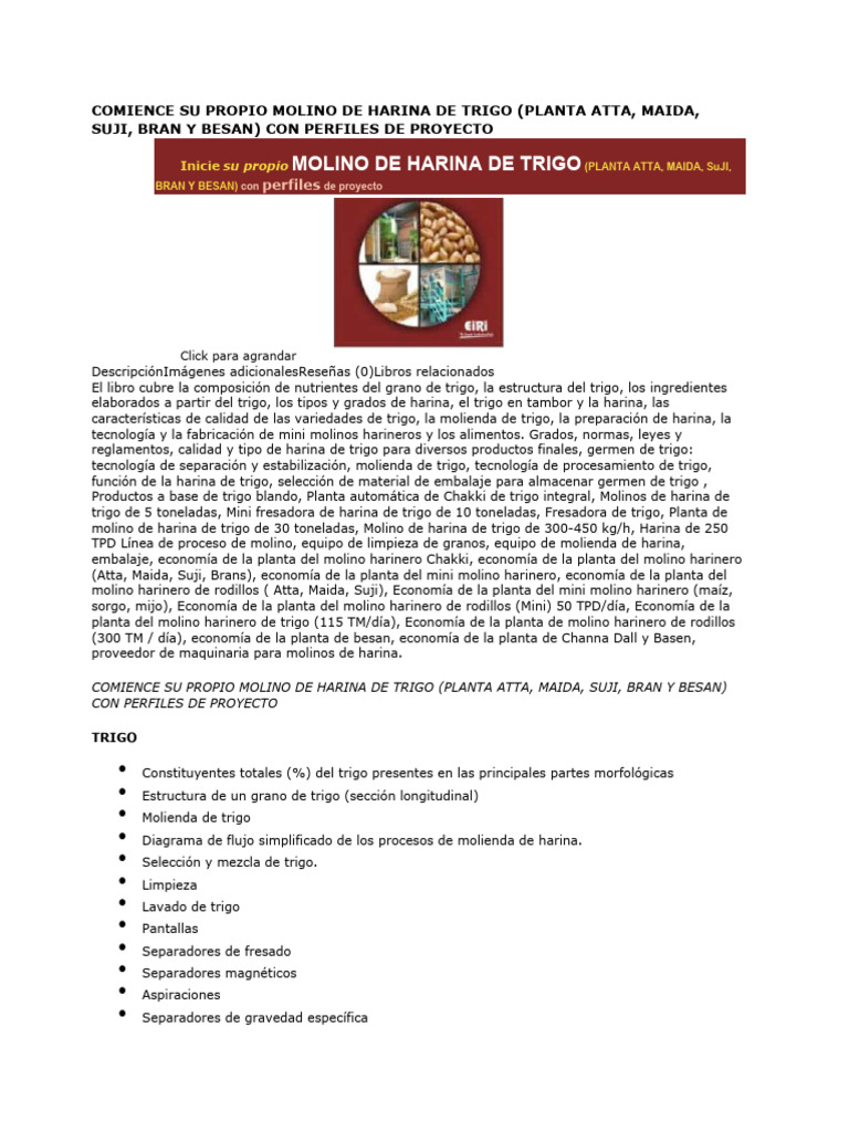 Inicie su Molino de Harina de Trigo | PDF | Harina | Trigo