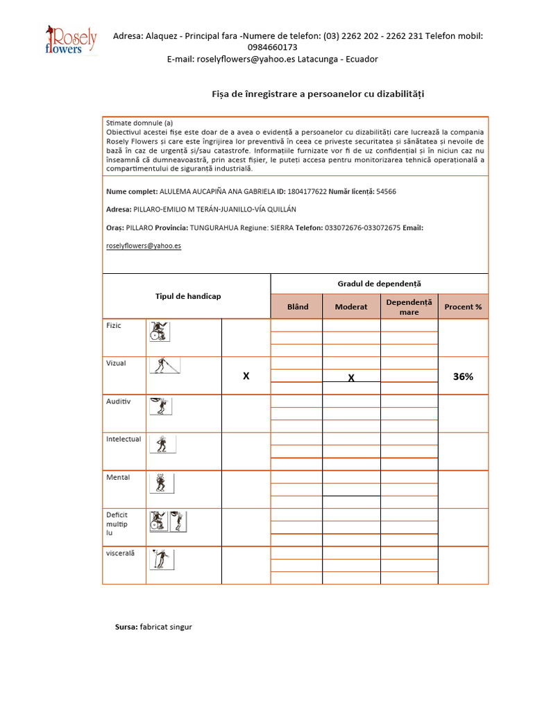 Formular de Înregistrare Pentru Persoanele Cu Dizabilități | PDF