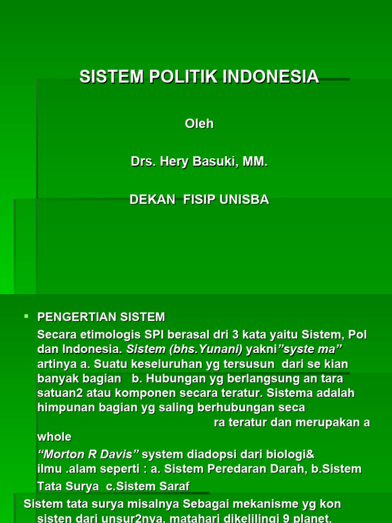 Pengertian Sistem Politik Indonesia | PDF