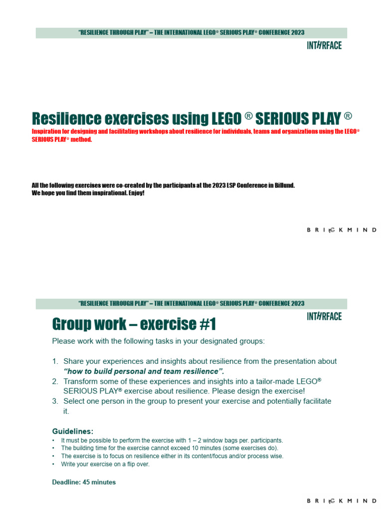 Resilience Exercises Group 1 2 Pdf Psychological Resilience Lego