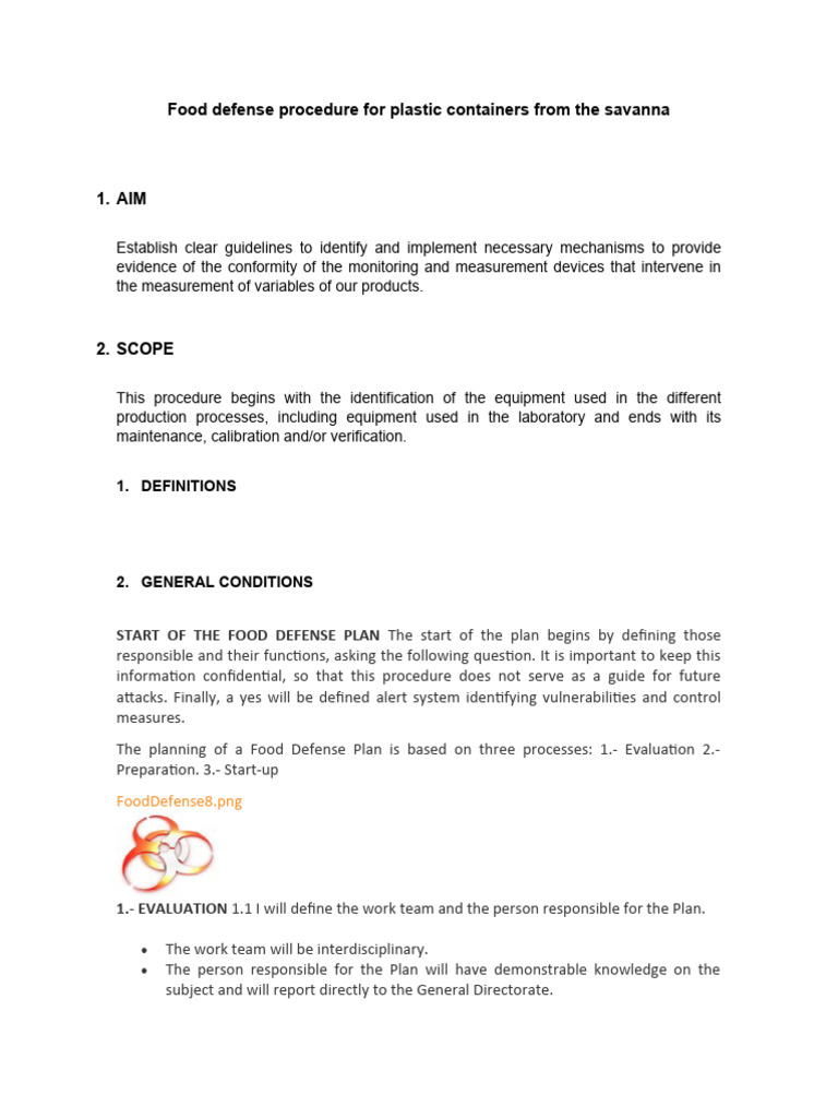 Food Defense Procedures for Containers | PDF | Computer Security | Security