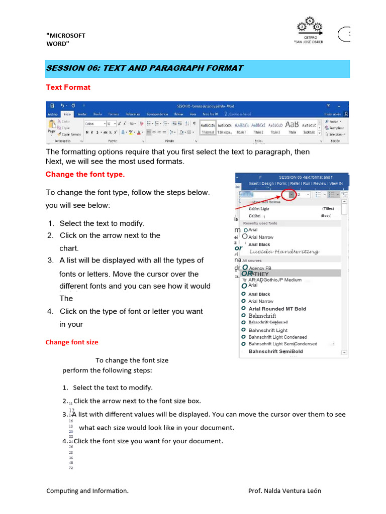 SESSION 06 - Text and Paragraph Format | PDF | Paragraph | Arial