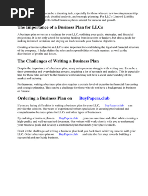 Llc Business Plan Outline