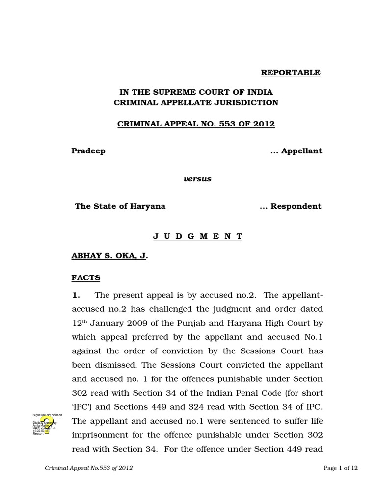 Supreme Court Ruling on Criminal Appeal 553/2012 | PDF | Witness ...