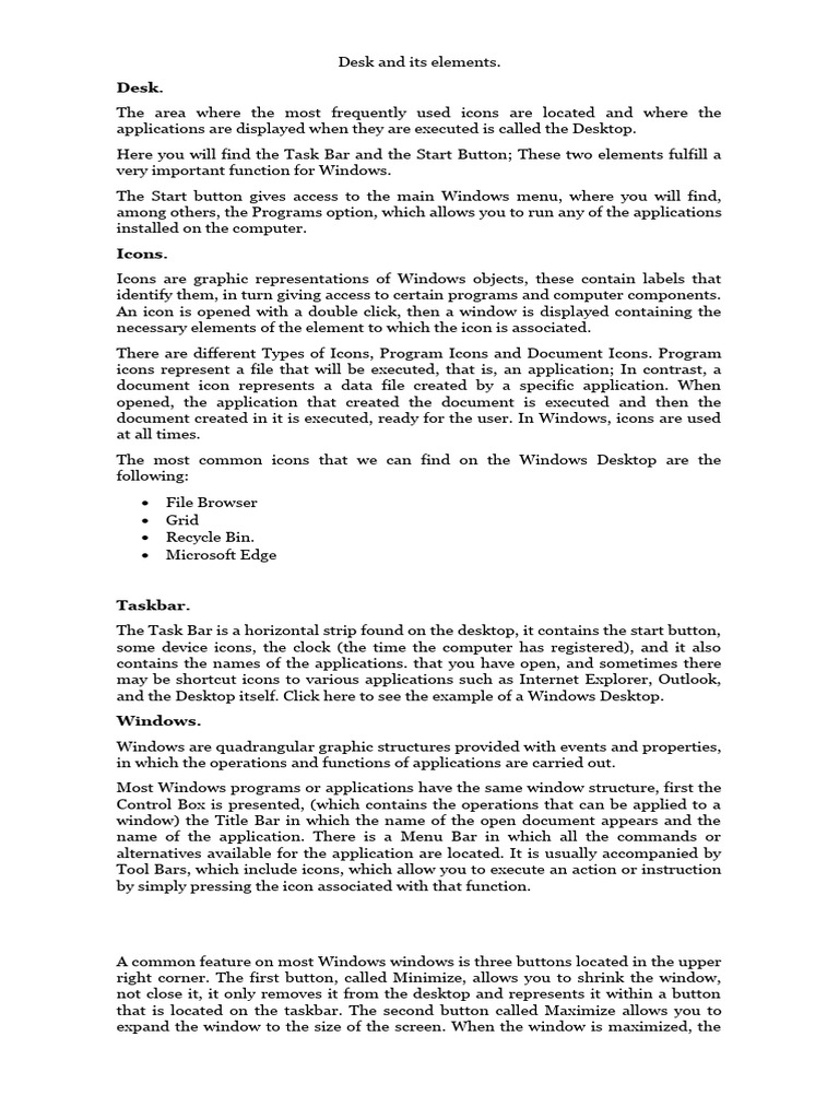 Desk and its elements pdf window computing icon computing 