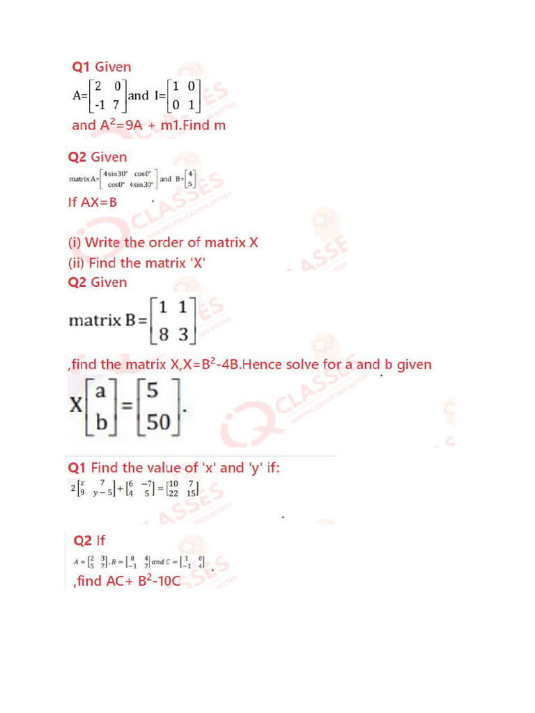 Matrice Class 10 Icse | PDF