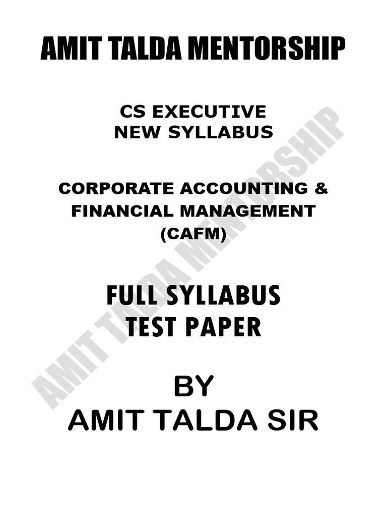 Cafm full syllabus test executive revision pdf balance sheet