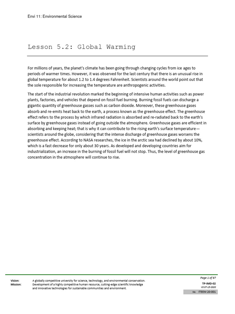 Understanding Global Warming Causes | PDF | Greenhouse Effect ...