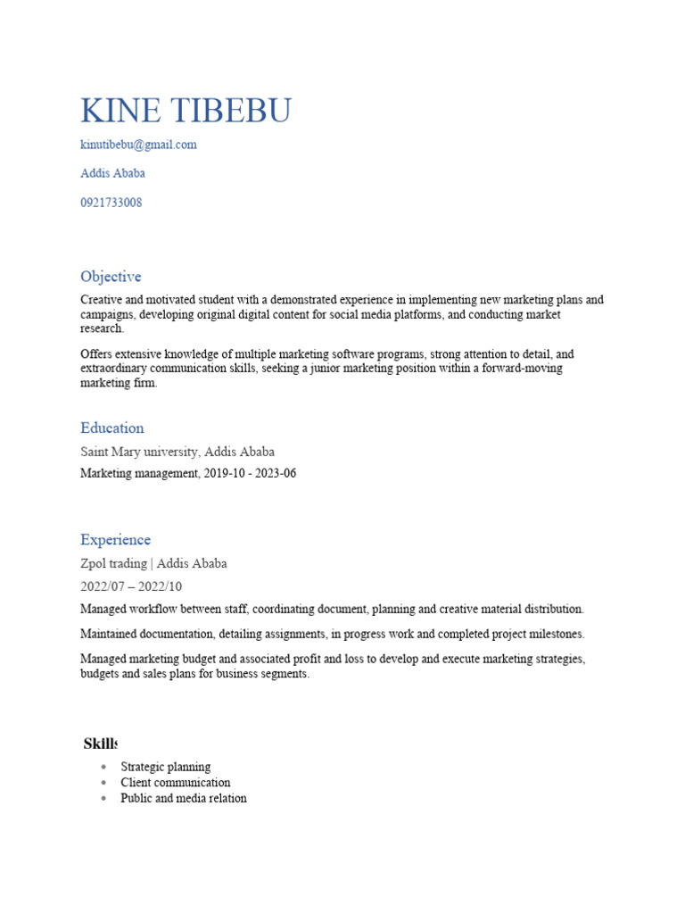 My New Cv Pdf Business