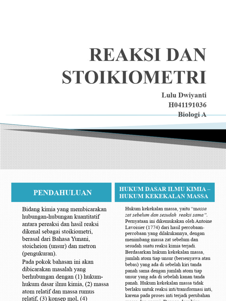 Reaksi Dan Stoikiometri | PDF | Filsafat | Metode & Bahan Ajar