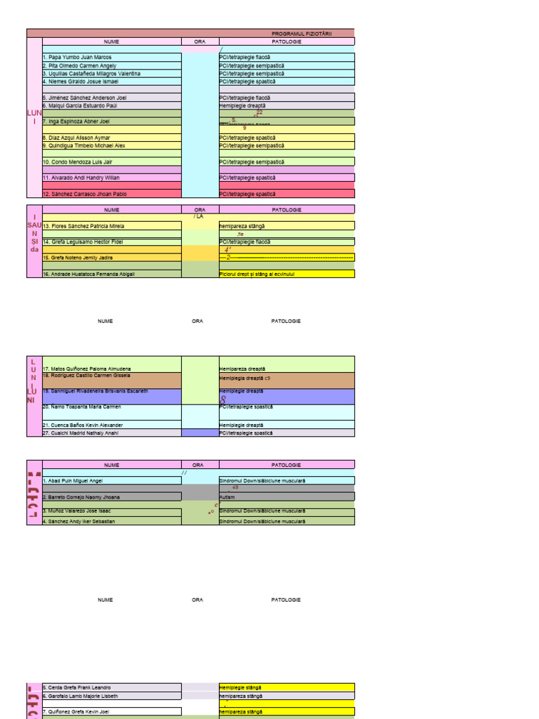 Program de Kinetoterapie | PDF