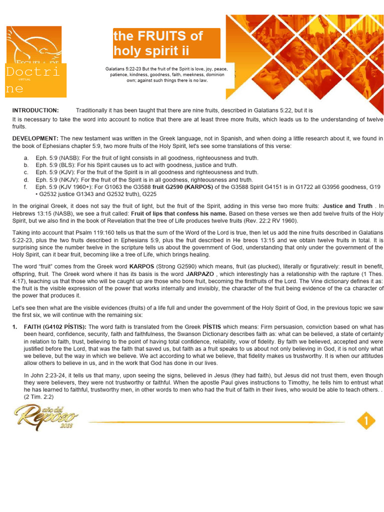 Twelve Fruits of the Holy Spirit | PDF | Fruit Of The Holy Spirit | Faith