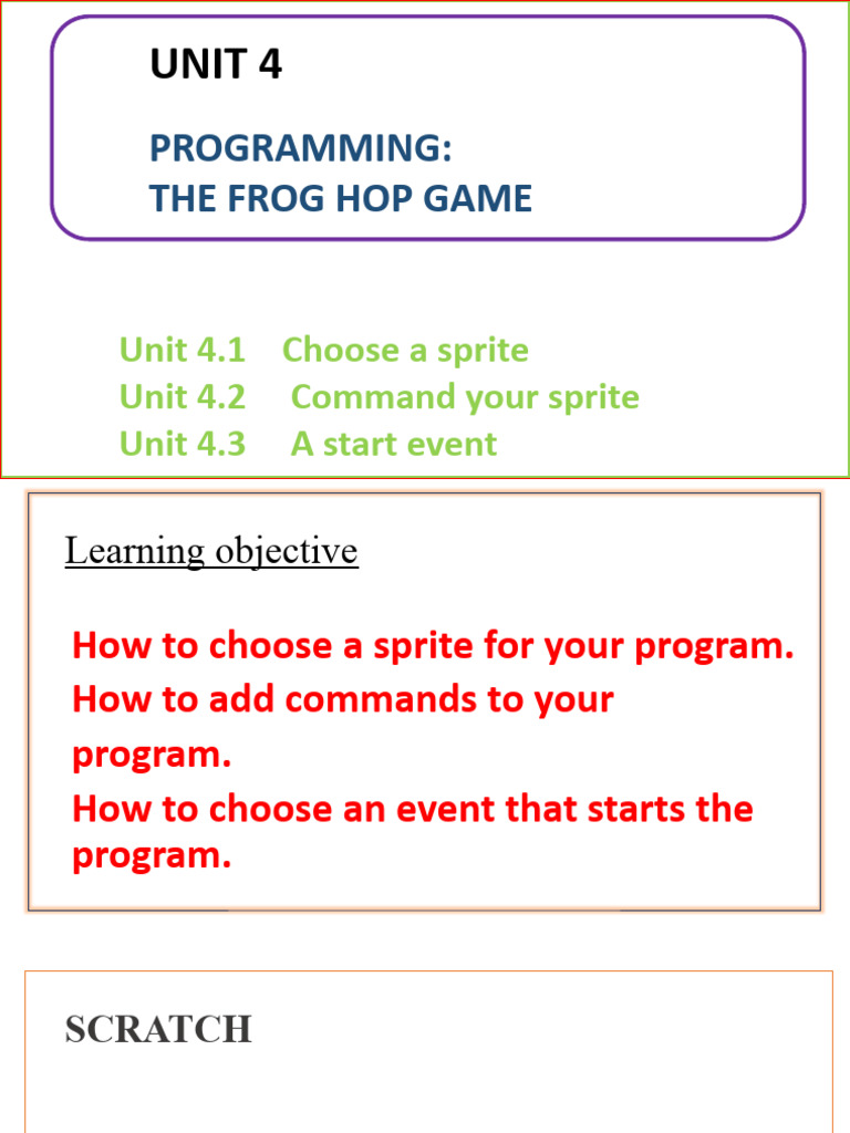 Frog Hop Game Programming in Scratch | PDF