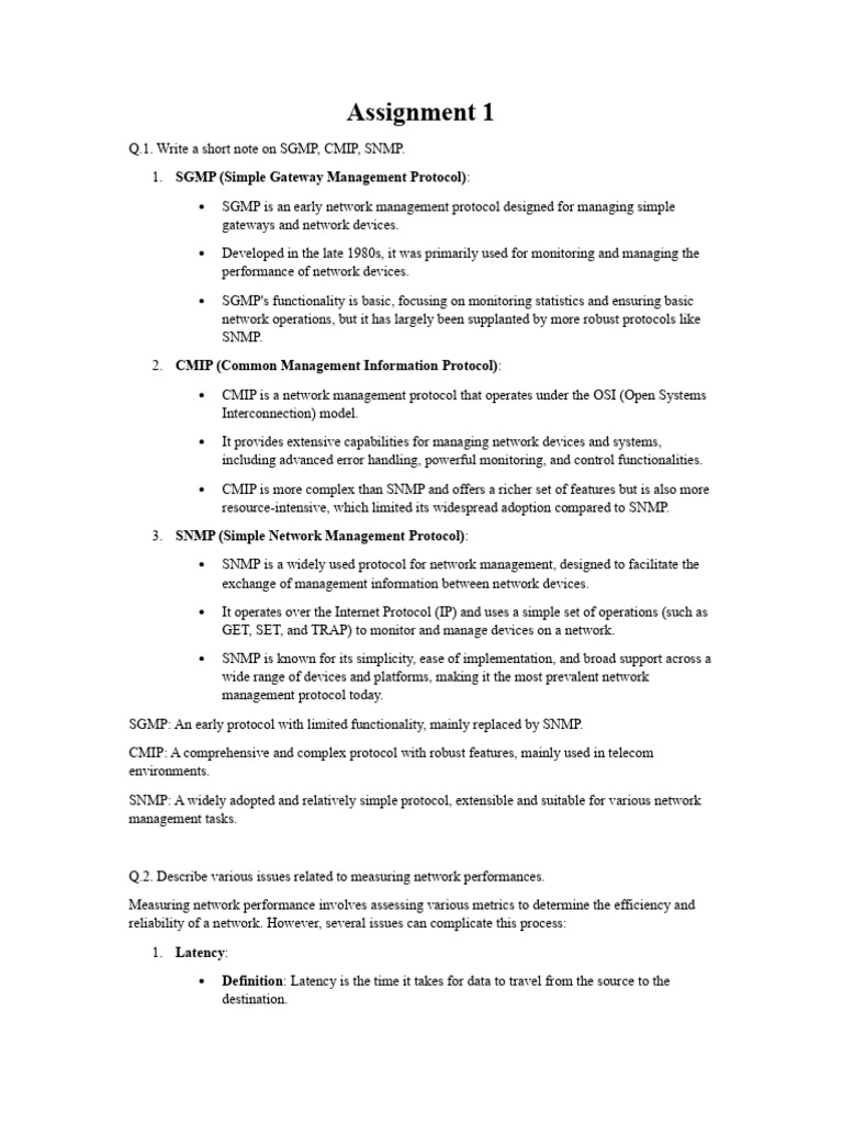 Network Management Assignment | PDF | Computer Network | I Pv6