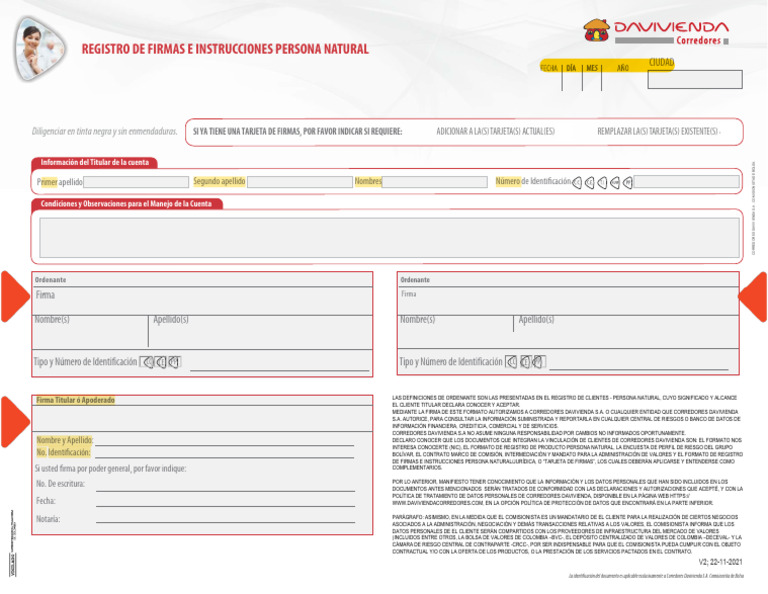 Tarjeta Registro de Firmas Cec 22MS