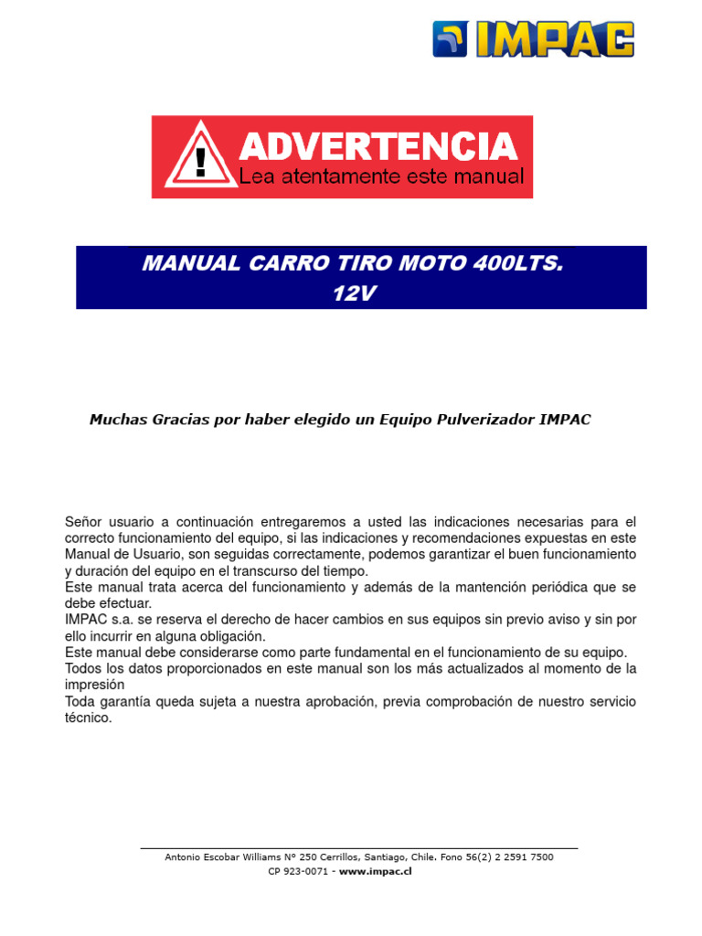 MANUAL CARRO TIRO MOTO 250-400LTS 12v | PDF
