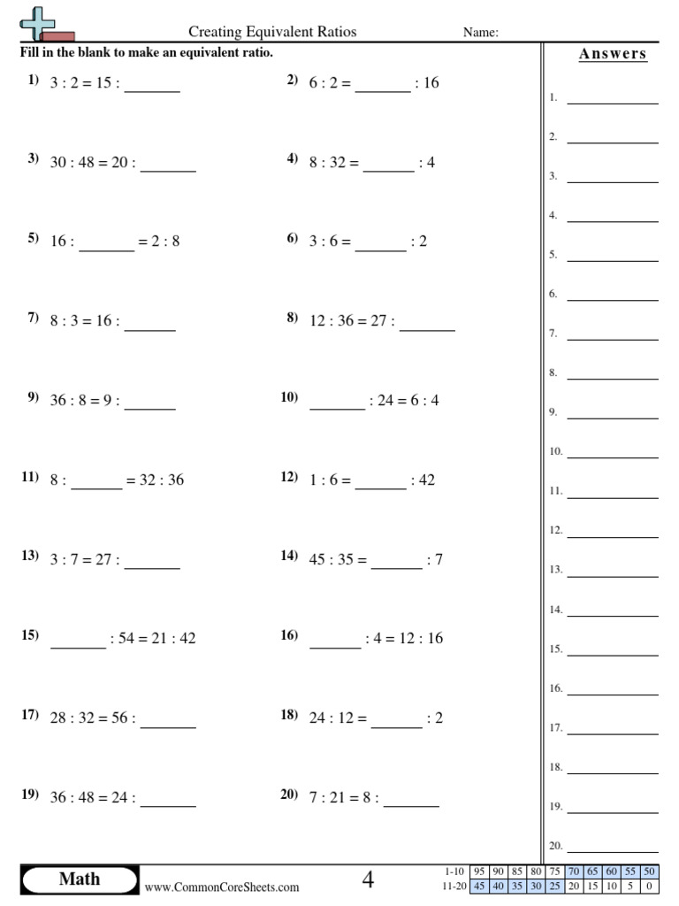 Equivalent Ratios Practice Sheet | PDF | Teaching Methods & Materials