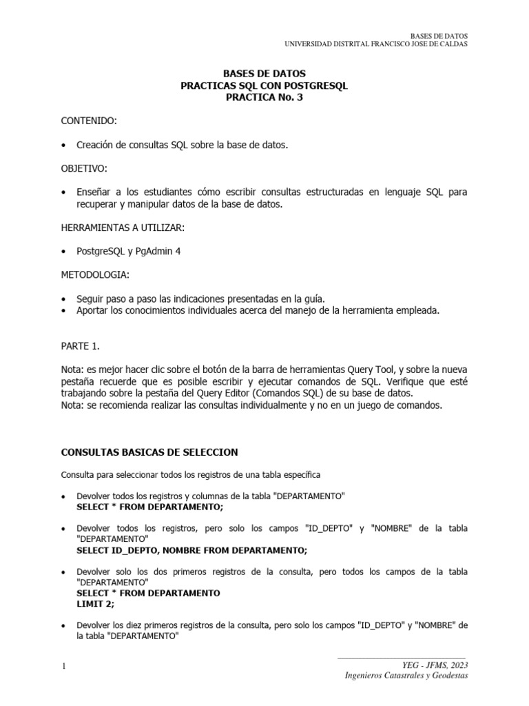 Practica No 03a - Bases de Datos | PDF | SQL | Predicado (Gramática)