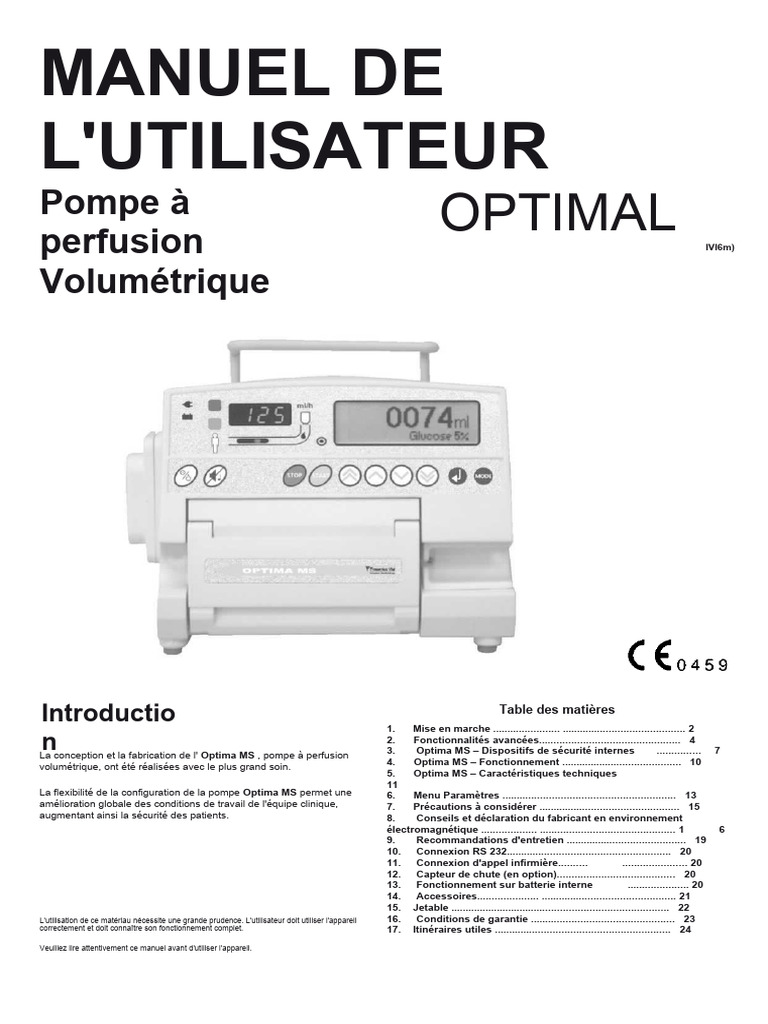 Manuel d'utilisation de la pompe Optima MS | PDF | Pompe | Génie chimique