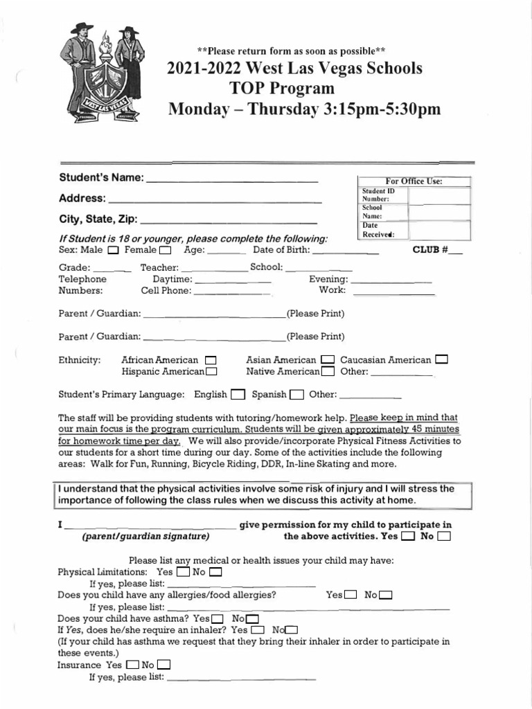2020 2021TOP Progrm Form Signable | PDF | Adolescence | Non Disclosure ...