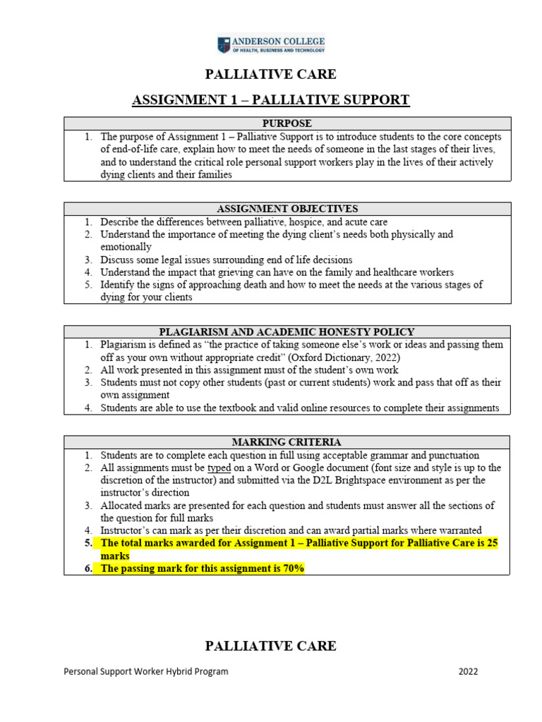 Palliative Care Assignment Overview | PDF | Palliative Care | End Of ...