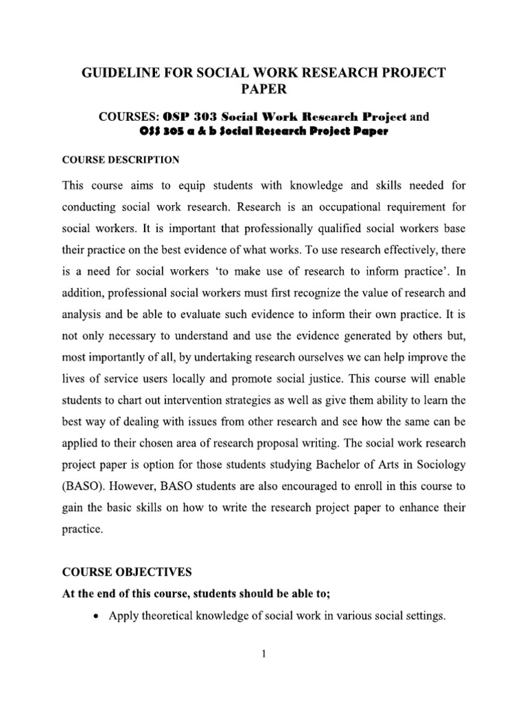 Guideline Research Paper Social Work | PDF