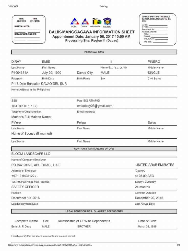 Poea oec info sheet pdf