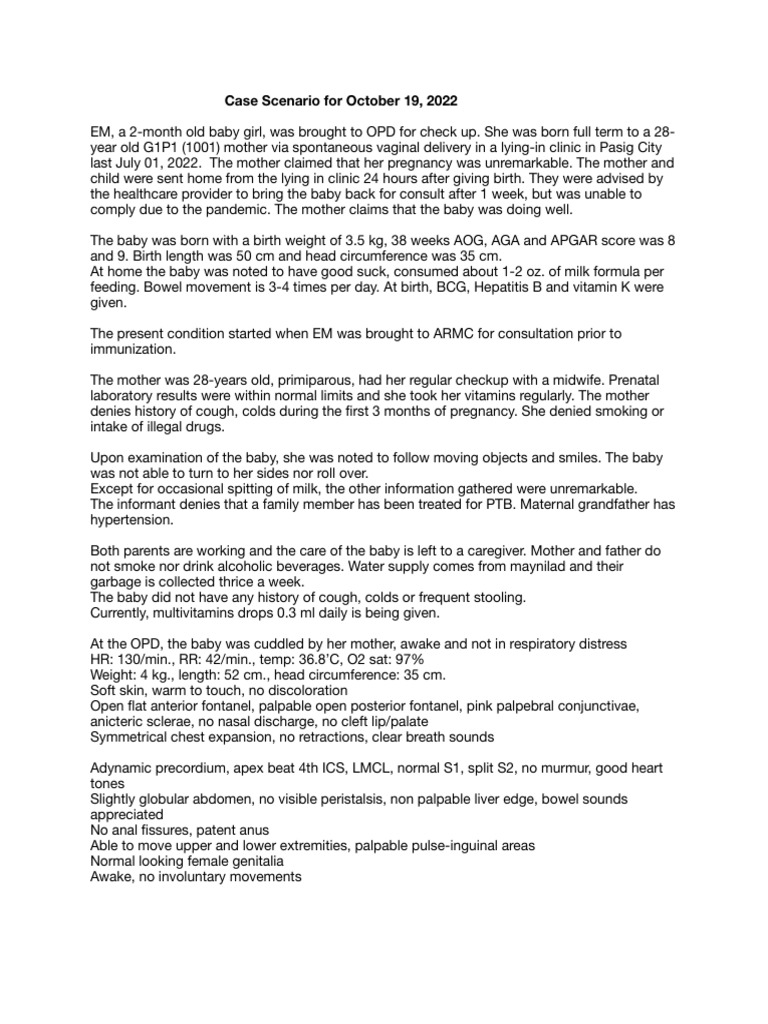 Pediatric Case Study: 2-Month-Old Baby | PDF | Pregnancy | Infants