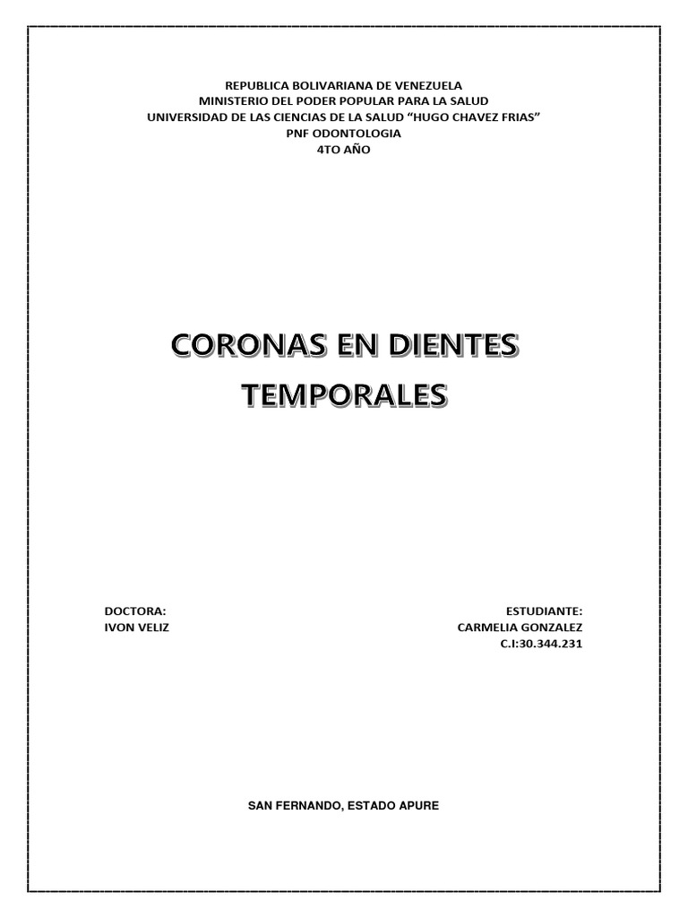 Coronas Dentales | PDF | Odontología | Diente