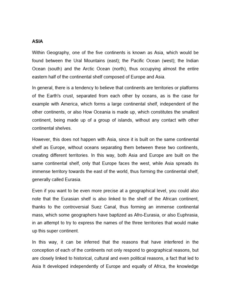 Understanding Asia's Geography and Culture | PDF | Asia | Continent